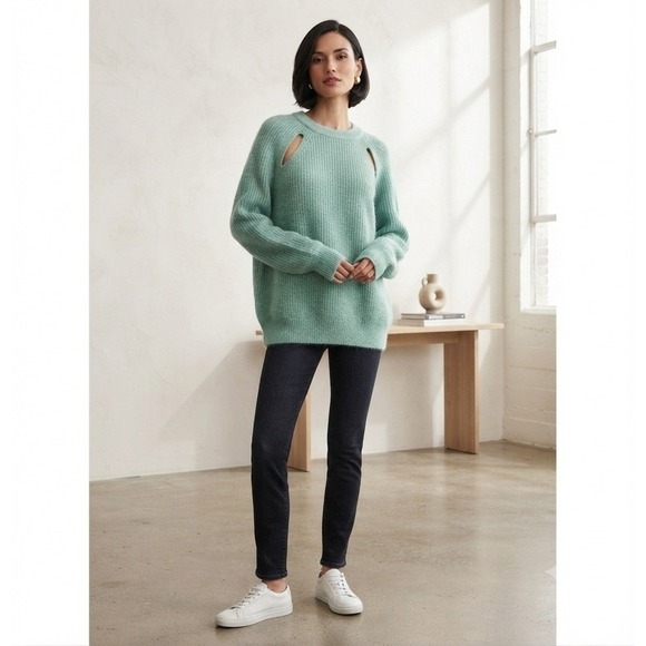 Worthington Sweaters - Worthington Women's Teal Green Cutout Shoulder Knit Sweater 2X